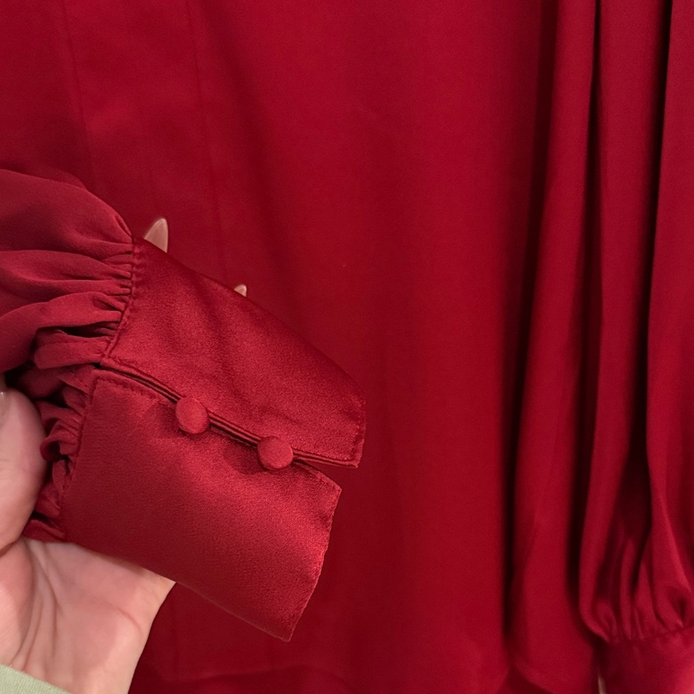 Express Deep Red V-Neck Blouse - image 4